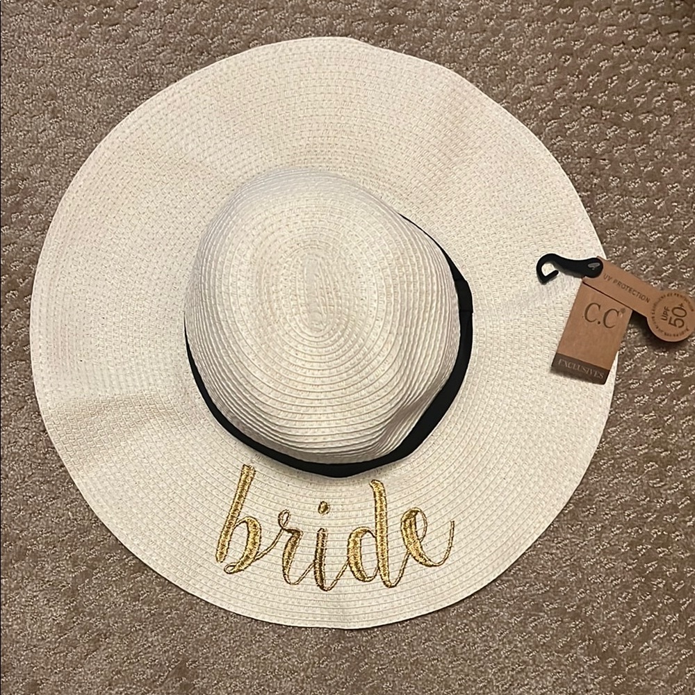 C.C Gold and White Bridal Sun Hat